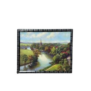 Vintage Landscape Framed Mini‎ Litho Print River Church Scenery Wall Art Decor